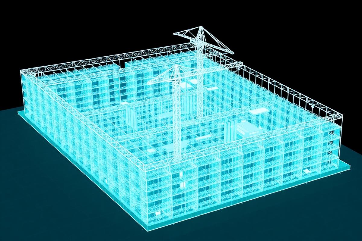 Dense LiDAR point cloud of an active construction site.